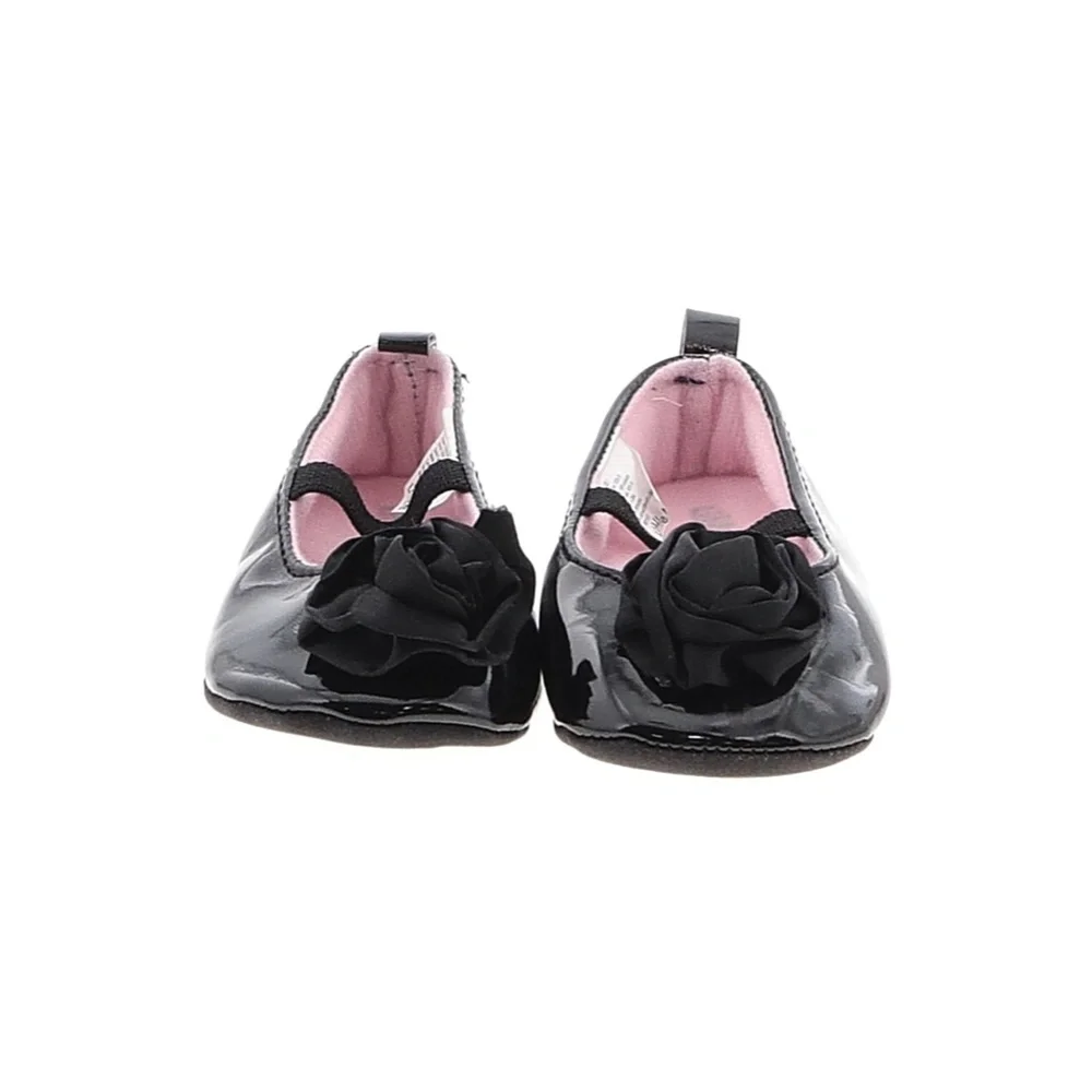 Little Me Mary Jane Slippers Black Patent Leather with Bow Size 2